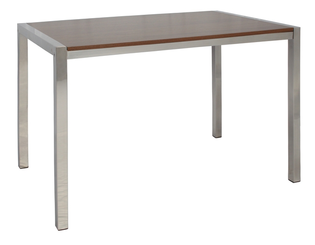 MESA RIO INOX 110X70 CM - Tampo Madeirado Castanho
